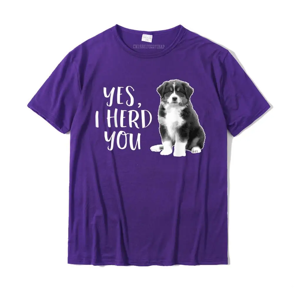 Fitness Tight Design Autumn Pure Cotton Crewneck Men Tops T Shirt Classic T-Shirt Special Short Sleeve Tshirts Australian Shepherd Herding Dog Funny I Herd You Mom Dad T-Shirt__MZ24080 purple