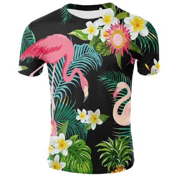

2020 NEW Summer T Shirts mens Tshirts Tops Tees T-Shirts mans Flamingo 3d print Animal white Short sleeve