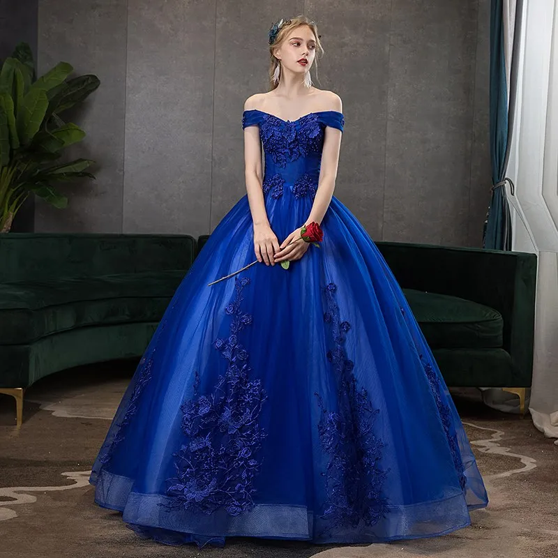 Applique Quinceanera Dresses Ball Gown Lace Embroidery Off The Shouder Party Prom Dress Vestidos 10 Colors