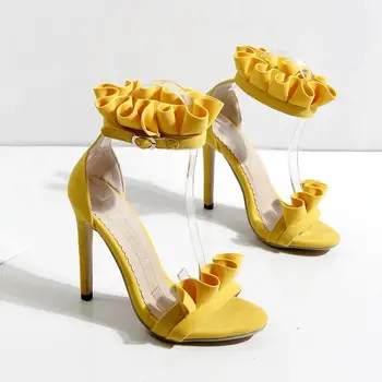 

Summer Sandals Yellow Shoes Orange Pink Women's Sandals Thin High Heels Sandals For Lady