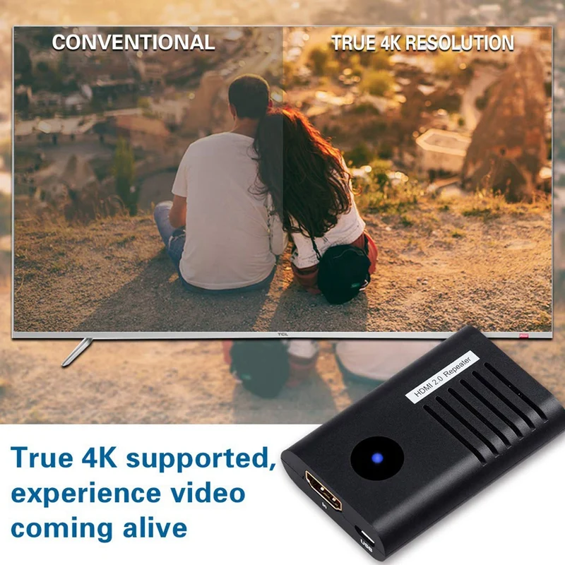 Усилитель сигнала ретранслятора HDMI 2,0, усилитель HDMI 4K Mini HDMI удлинитель Ретранслятор поддержка 4K x 2 K, 3D, 1080 P, быстрый и без потерь T