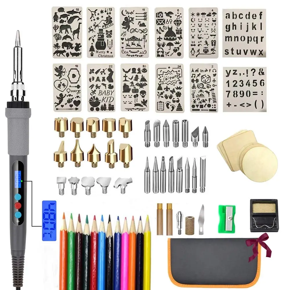 

75Pcs Wood Burning Kit, Woodburning Tool with LCD Display Adjustable Temperature Soldering Woodburning Pen, Embossing/Carving