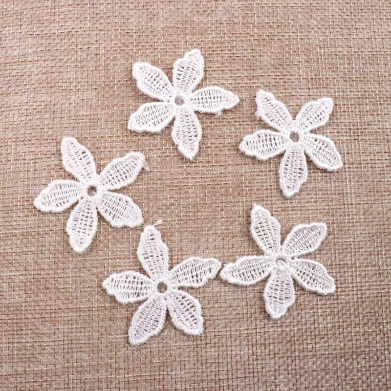 20pcs Beautiful flower White Color Lace Trim Embroidered Lace Ribbon Accessories Decoration Sew On Guipure Lace DIY 40mm images - 6