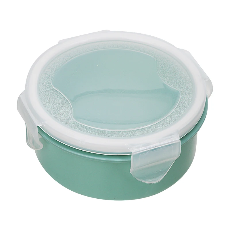 Портативная коробка для бенто Microwavable Ланч-боксы для детей с 3 отделениями контейнер для еды для пикника с ложкой - Цвет: round green