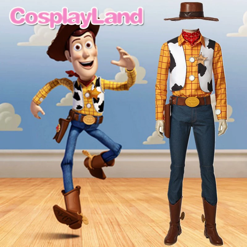 Details about   Toy Story Woody Cosplay Costume Cowboy Mascot Halloween Party Men Outfit !q