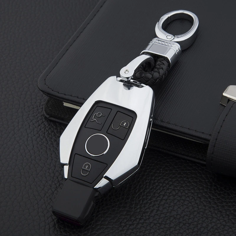 

Car Remote Key Case Protector Cover Shell Keychain Ring Metal For Mercedes-Benz