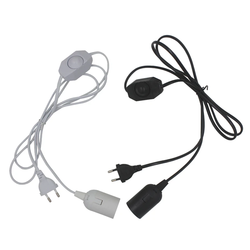 E27 Lamp Holder 303 Button Swith with White/ Black Suspension Extension Cord hanging wire for DIY Chandelier Bulb Light Lighting