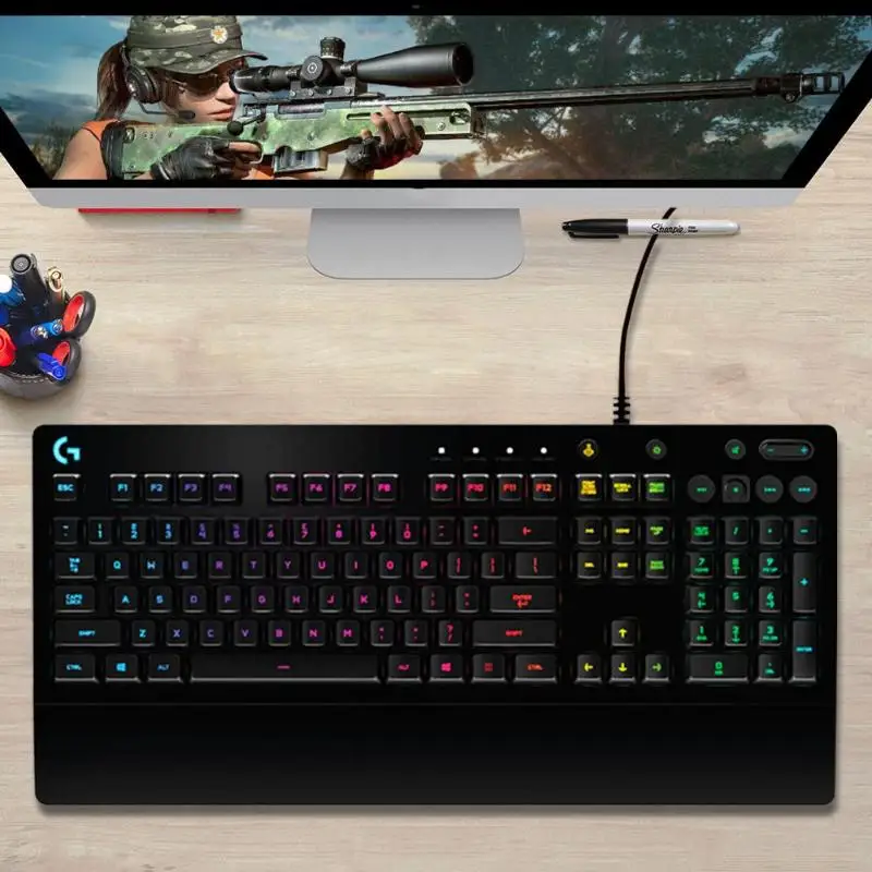Logitech G213 Механическая 108 клавиш RGB подсветка игровая Проводная USB клавиатура Компьютерные периферийные аксессуары