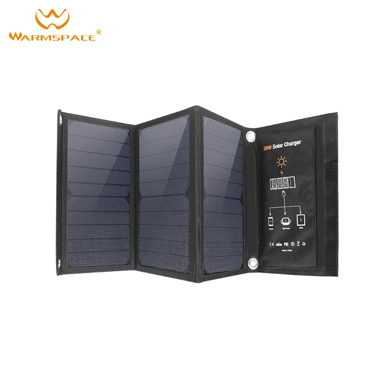WARMSPACE 20 Вт Складная солнечная панель портативное зарядное устройство для телефона двойной USB Водонепроницаемый монокристаллический кремниевый мобильный источник питания