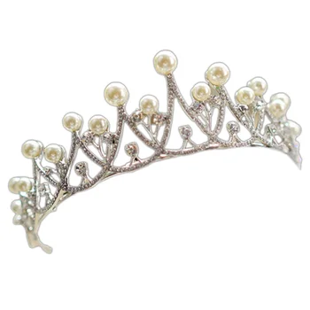 

Sparkling Crystal Pearl Tiara Crown Bridal Hair Accessories for Wedding Tiaras
