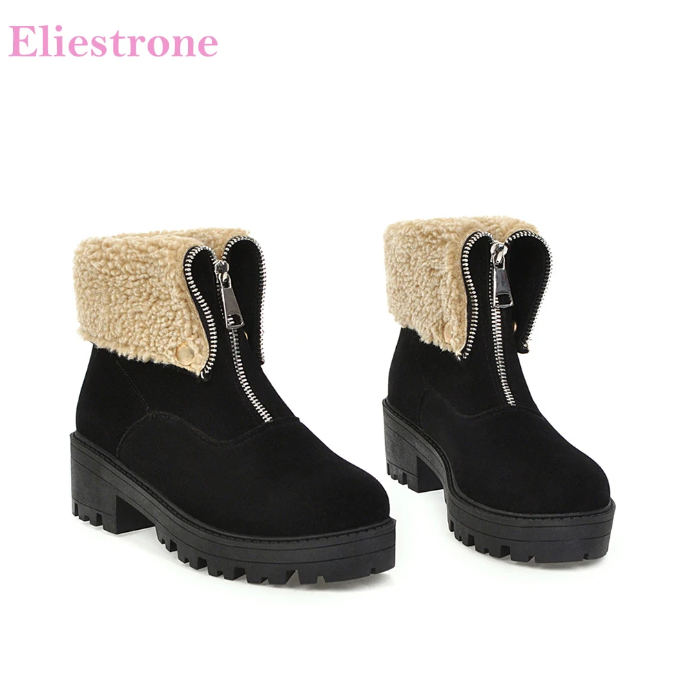 

Sale 2019 Brand New Comfortable Black Yellow Women Platform Ankle Boots Vogue Med Heels Lady Shoes LY19 Plus Big Size 10 43 46