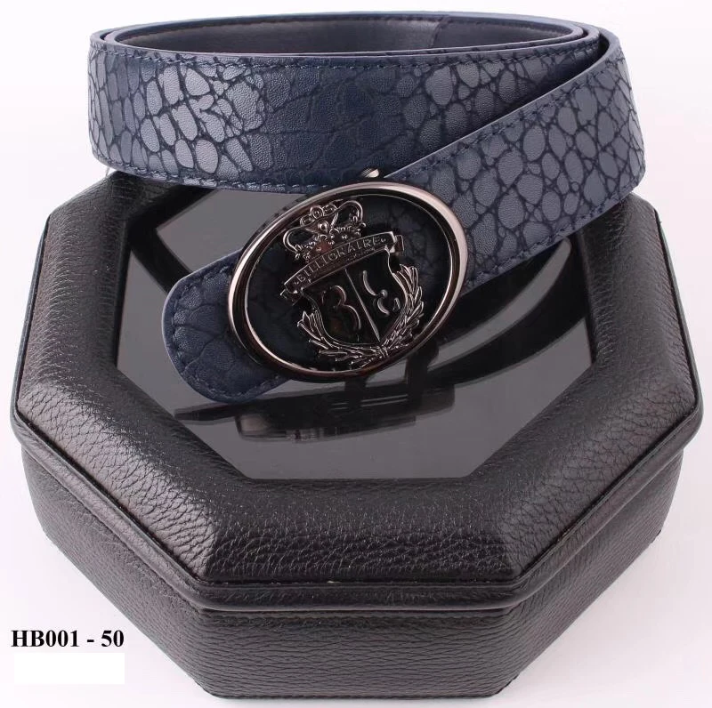 Blue Ремни BILLIONAIRE, Воловья кожа, мужские, новинка, с принтом, с рисунком, качественные, повседневные, с пряжкой, большие размеры, 105-130 см - Цвет: Blue