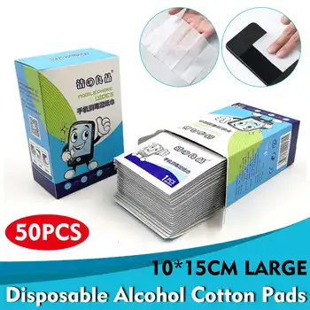 

50pcs/box Personal Disinfection Portable 75% Alcohol Swabs Pads Wipes Antiseptic Cleanser Cleaning Sterilization Health Home