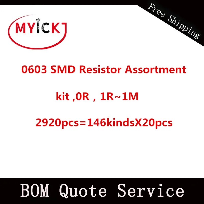 2920 шт. = 146kindsX20pcs 0603 SMD резистор на металлической пленке, 0R, 1R~ 1 м