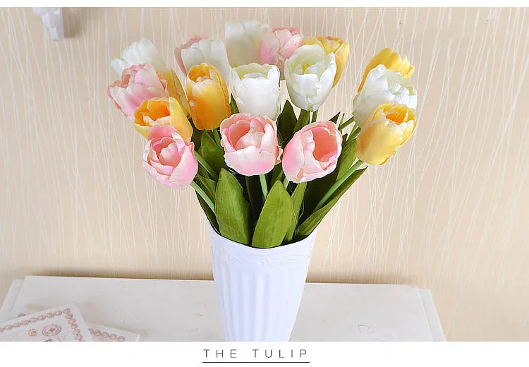 20 unids/lote tulipanes blancos artificiales Flor de seda falsa para novia con flores para Decoration del hogar de la boda - Цвет: Varios