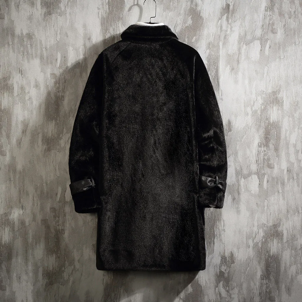 Chaqueta hombre erkek mon, Новое Стильное зимнее пальто для мужчин, зимнее модное однотонное плюшевое пальто средней длины, veste