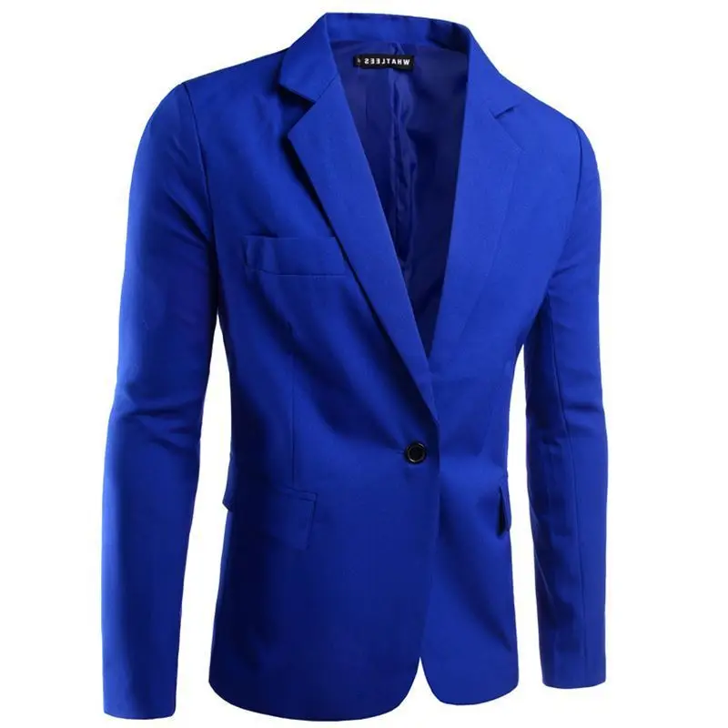 

New Style Men Solid Color Single Row of a Buckle Large Size Leisure Suit Men 's Casual Dress