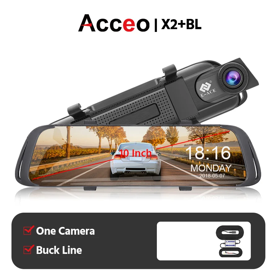 Acceo X2 10 дюймов Автомобильный видеорегистратор зеркало видеорегистратор FHD 1080P двойной объектив авто камера видео регистратор с камерой заднего вида DVRs Регистратор