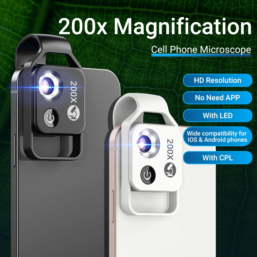 Микроскоп APEXEL 200X HD объектив для фотографий с фильтром CPL портативный