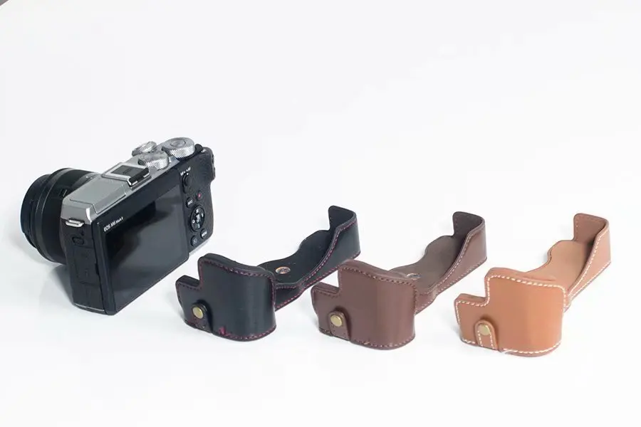 Из искусственной кожи корпуса для половины камеры для Canon EOSM6 EOSM6II M6 M6II Нижняя камера сумка крышка открытая батарея дизайн черный кофе коричневый