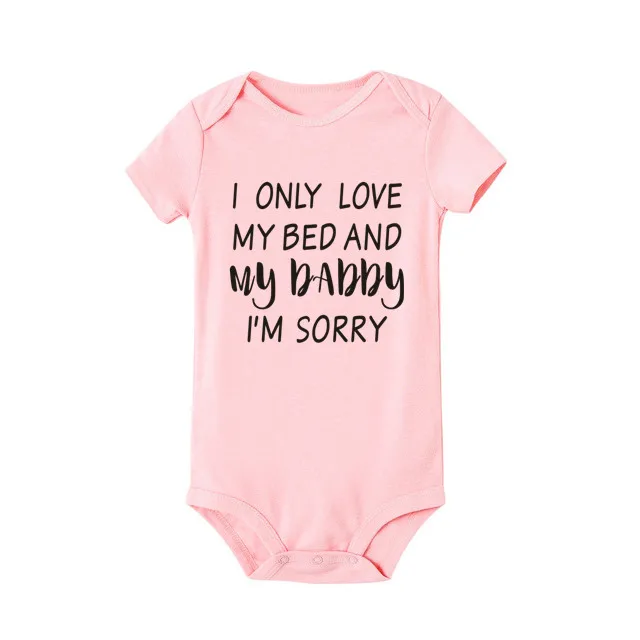 Розовый Футболки с надписью «I Love My Daddy» для новорожденных, для маленьких мальчиков и девочек, комбинезон для новорожденных, одежда на рост комбинезоны, одежда для детей с круглым вырезом пуловер-комбинезон наряд - Цвет: Розовый