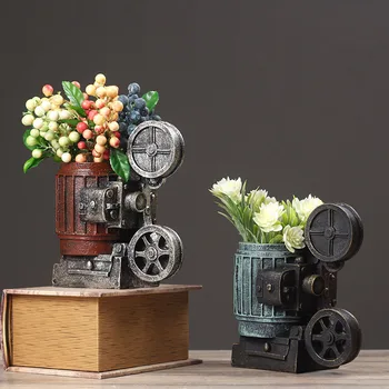 

Nostalgic Household Furnishing Retro Player Cerama Model Multifunction Flower Arrangement Pen Holder Coffee Shop Desk Decoration