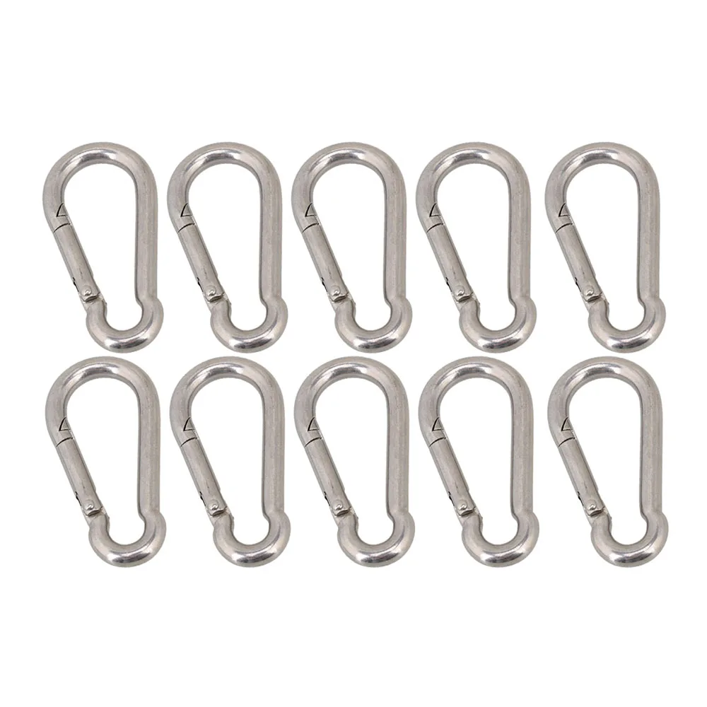 5Pcs 304 Stainless Steel Key Quick Buckle Spring Clip-On Hook Carabiner Hiking 