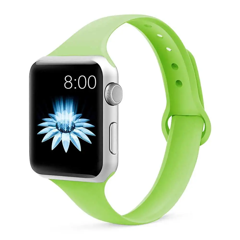 green 29 Ремешок для Apple Watch ремешок 40 мм 44 мм iWatch ремешок 42 мм 38 мм тонкий силиконовый браслет аксессуары ремешок для часов Apple watch 5 4 3 2 - Цвет ремешка: green 29