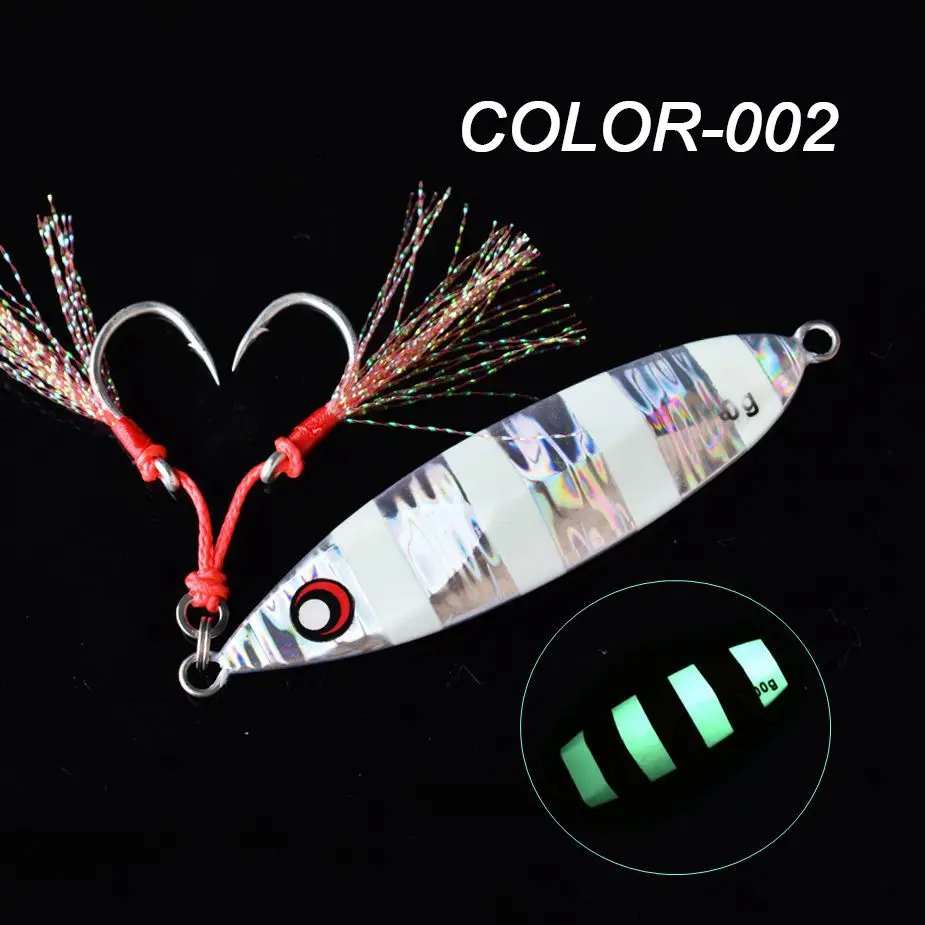 COLOR02 Светящиеся свинцовые рыболовные приманки TOMA, 60 г, 80 г, 100 г, 150 г, металлическая ложка, медленное падение, приманка для джига, искусственная приманка для рыбалки на лодке - Цвет: COLOR02