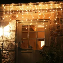 Светодиодный светильник-Гирлянда для занавесок 3,5 м, Рождественский свисающий светильник 0,5-0,6 м, светодиодный вечерние садовые сценические наружные водонепроницаемые декоративные сказочные светильник