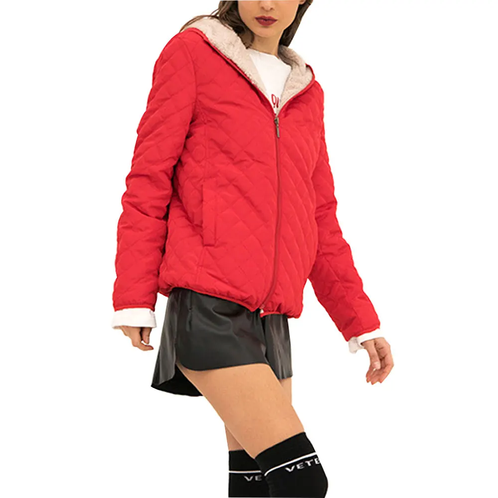 red Зимняя куртка женские толстовки парки Повседневный светильник chaqueta mujer одежда теплая приталенная верхняя одежда однотонная женская уличная одежда - Цвет: red