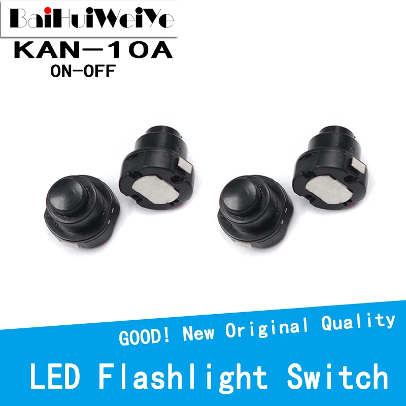 1010X Small Round Cone Circular Flashlight Button Push Switch KAN-10A Self-Locking Switch ON-OFF 20PCS