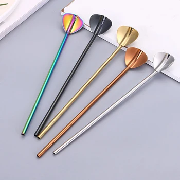 

Creative Long Stainless Steel Straw Coffee Stirring Spoon Eco Friendly Drinking Straws Hot Sale Metal Straws High Quality