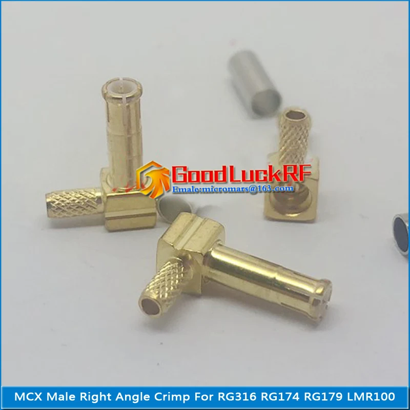 

1X Pcs MCX Male lengthen Right Angle 90 Degree TYPE L plug Crimp For RG316 RG174 RG179 LMR100 Cable Brass RF Coax Adapter PTFE