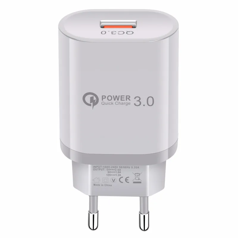 EU Plug White Быстрая зарядка 3,0 Быстрая зарядка для мобильных телефонов EU US вилка настенное USB зарядное устройство для iPhone 11 Pro Max Xiaomi Mi 9 samsung S9 huawei - Тип штекера: EU Plug White