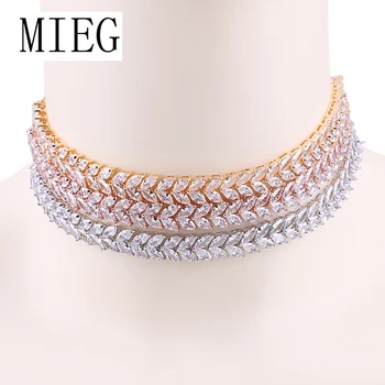 

MIEG Brand Marquise Leaf Cubic Zirconia Zircon CZ Shinning Tennis Choker Necklaces for Women Jewelry