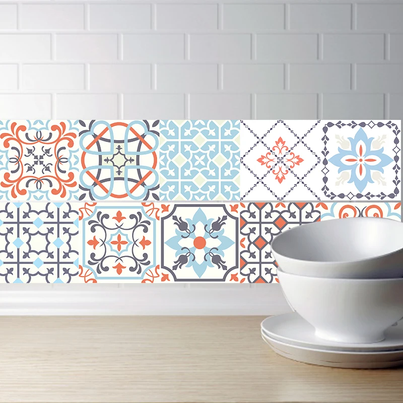 

PVC Waterproof Self Adhesive Wallpaper Kitchen Blue Mosaic Tile Stickers Wall Sticker Bathroom Stairs for Home Walls Decal