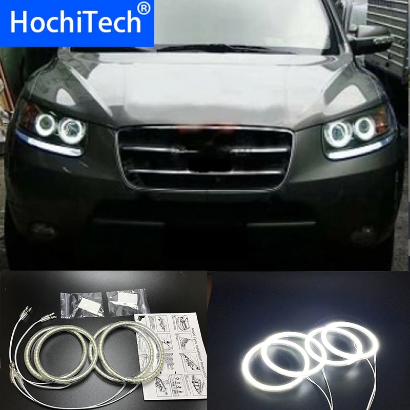 HochiTech для hyundai Santa Fe santafe ультра яркий SMD белый светодиодный ангельские глазки 2600LM 12 В halo Кольцо Комплект дневного света DRL
