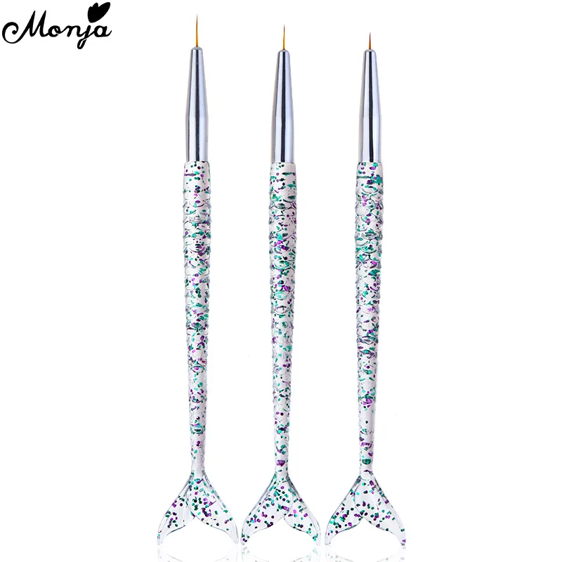 Monja 3 шт./компл. Русалка Ручка Nail Art французский полоса линии лайнер кисть картина чертежная ручка типа сделай себе сам дизайн Маникюрный Инструмент