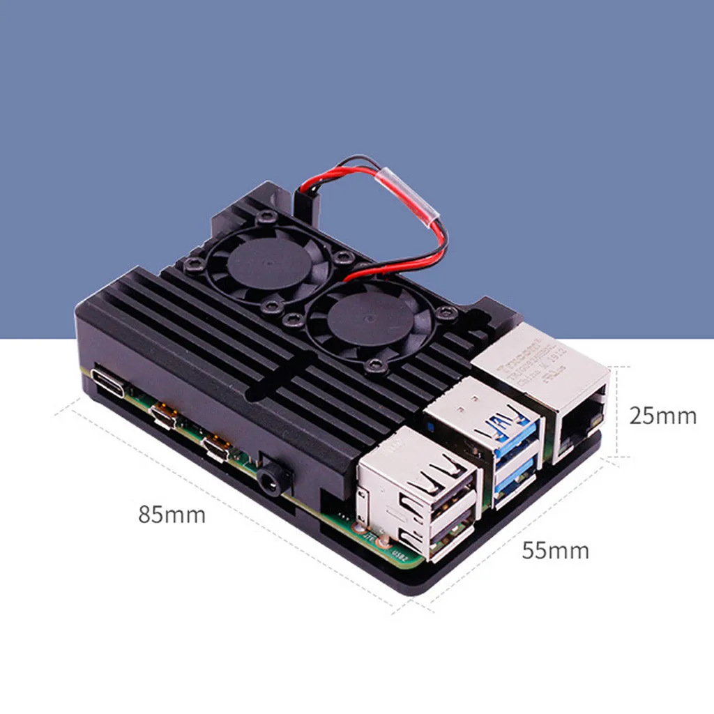 Аксессуары для макетной платы для raspberry pi 4 Чехол подходит для raspberry pi 4B CNC чехол из алюминиевого сплава коробка двойные вентиляторы охлаждения