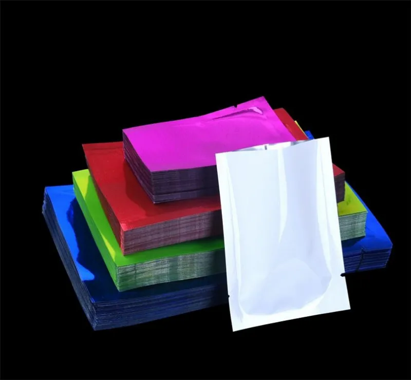 1000pcs Colored Aluminum Foil Heat Sealing Bag 5*7cm Small Recyclable Open Top Vacuum Package Pouch Packaging Flat Mylar Bag