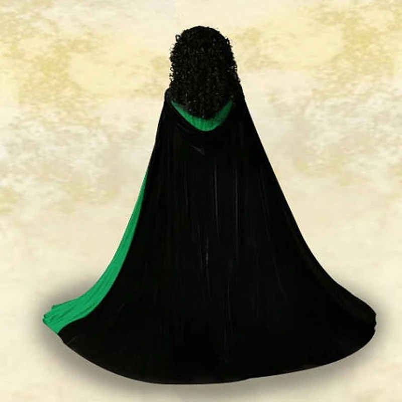 Black - Green Бархатная Свадебная шаль, плащ с капюшоном, бордовые осенние свадебные куртки, бархатный Свадебный длинный плащ, шаль, Свадебные шали и аксессуары - Цвет: Black - Green