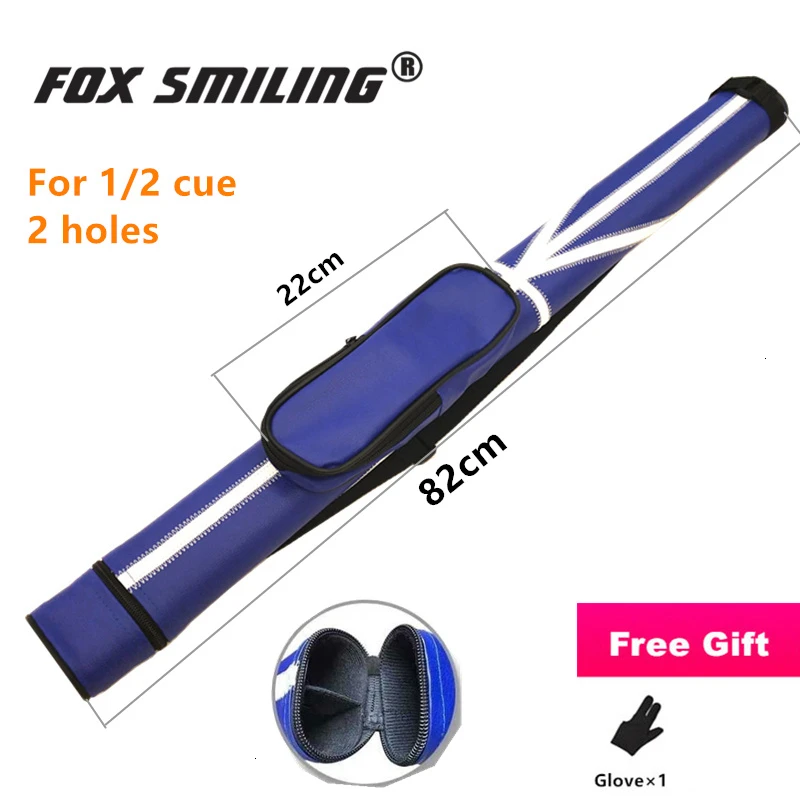 1/2 2 Holes Pool Cue Case 82cm Length Blue Black Color Billiards Case Accessories With Very Good Quality