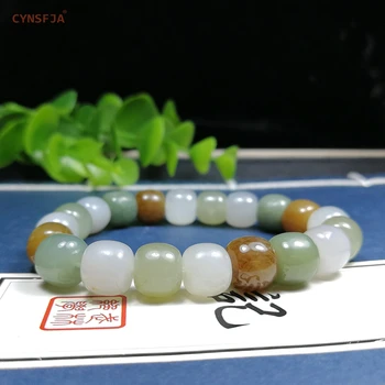 

CYNSFJA New Real Rare Certified Natural Chinese Hetian Jade Lucky Jade Bracelets Colorful Nephrite High Quality Best Gifts