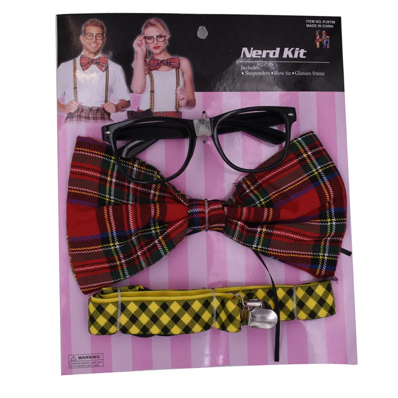 Manufacturers Halloween COS Performance Decorations Glasses Bow Suspender Strap Three-piece Set Party Ball Makeup Supplies