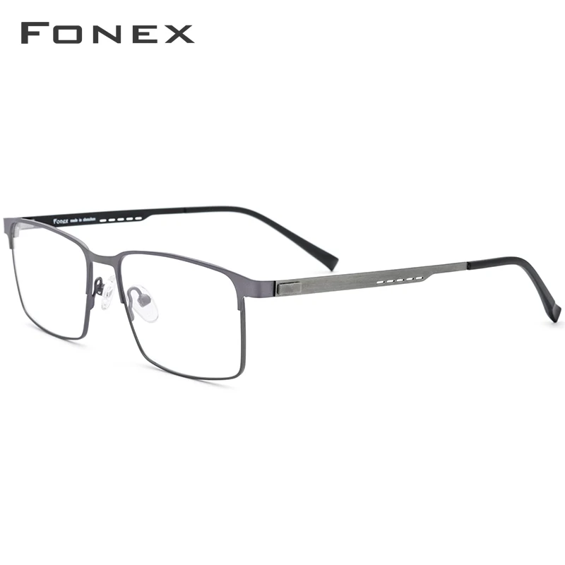 Очки по рецепту из FONEX сплава, полная оправа, квадратные очки для близорукости, оправа для мужчин, оптические очки без винтов, очки для мужчин 8841 - Цвет оправы: Серый