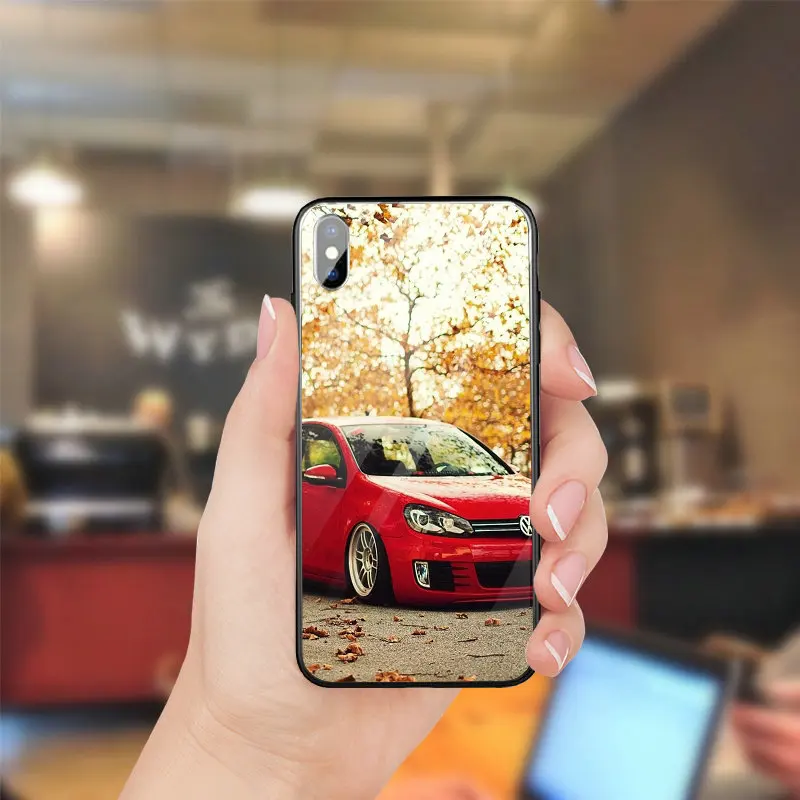 PC TPU Чехлы для мобильных телефонов из закаленного стекла чехол для iPhone 5 5S SE 8 7 6 6S Plus X XR XS Max чехлы для VW Volkswagen Golf Gti