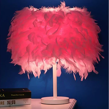 

Feimefeiyou modern Creative Feather Lamp e27 Table Lamp for Baby Kids Children Bedroom Droplight Lighting Decor small size