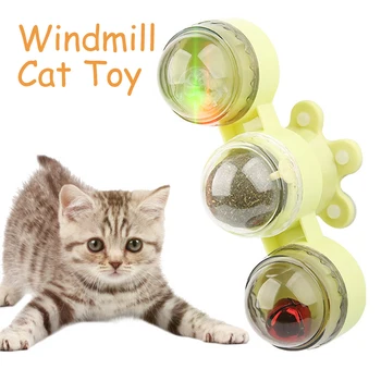 

Catnip Ball Portable Funny Kitten Relieve Anxiety Windmill Cat Toy With Light Bells Training Teasing Interactive Pet Supplies