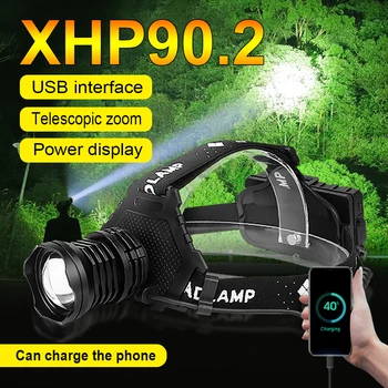 

high lumens led headlight zoom headlamp 90.2 headlamp 18650 battery USB rechargeable flashlight suitable for fishing camping